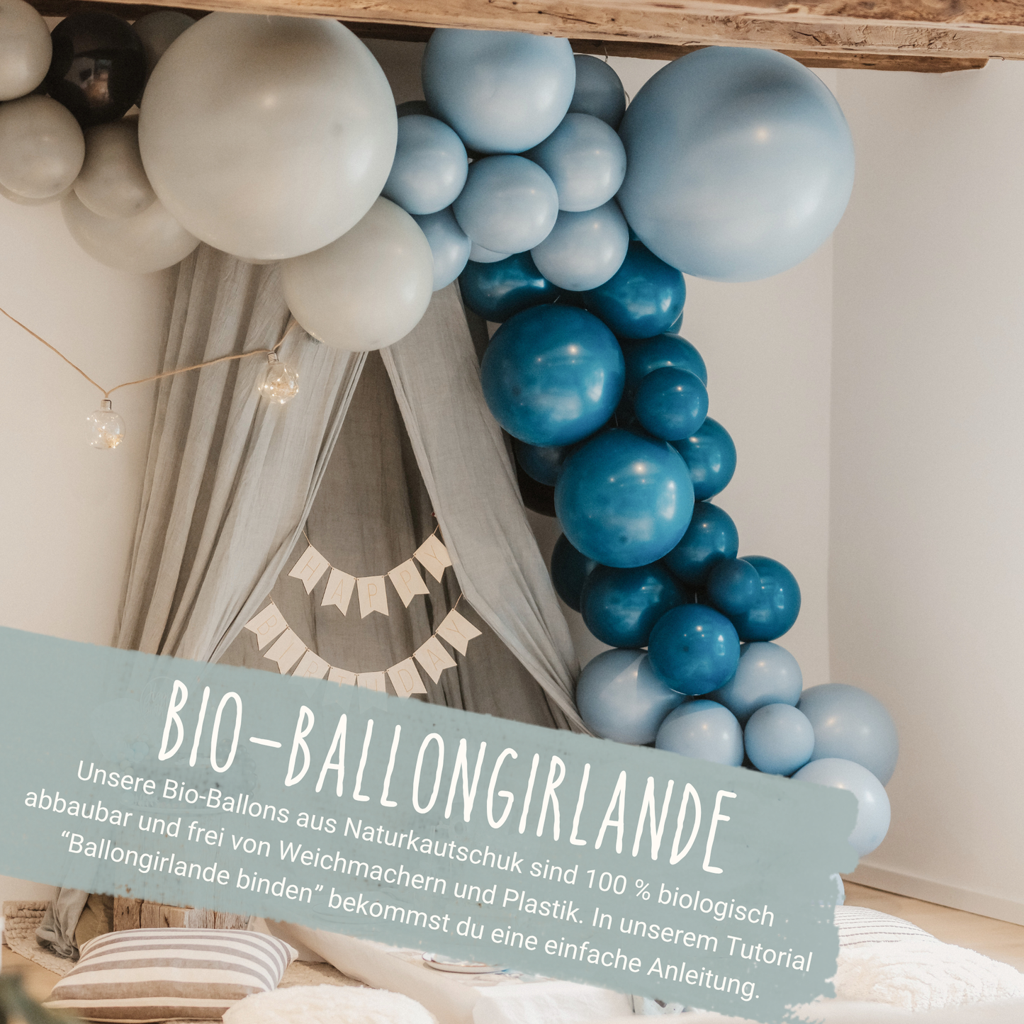 Kindergeburtstag Pirat mit Ballongirlande aus Naturkautschuk 100% Bio frei von Weichmachern und plastikfrei und biologisch abbaubar