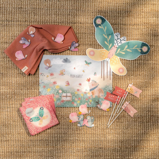 Tischdekoration Kindergeburtstag Motto Schmetterling Servietten Tischläufer Streudeko Tischsets Muffinspieße Strohhalm