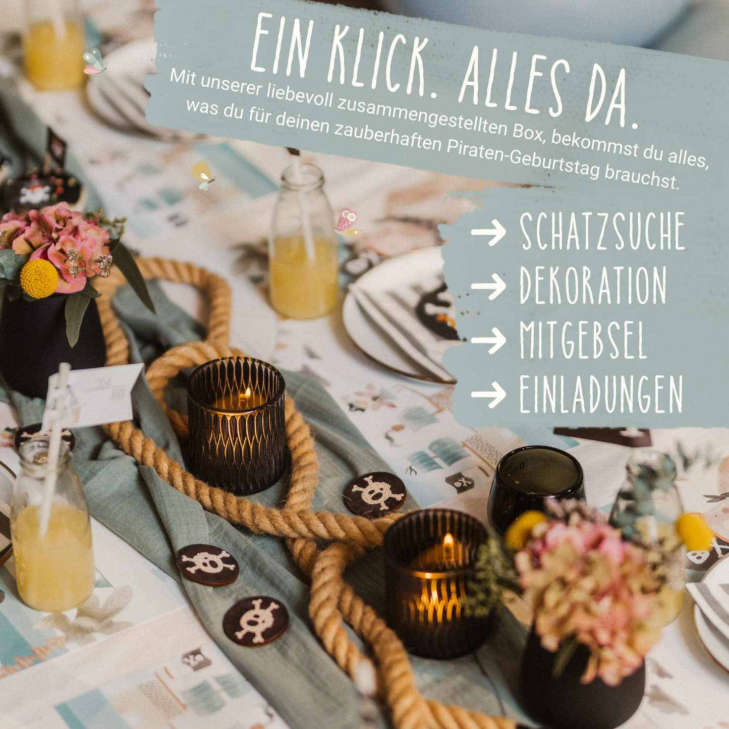 Kindergeburtstag Motto Pirat Tischdeko Musselin Tischläufer Servietten Schatzsuche Dekoration Mitgebsel Einladungen Schatzsuche