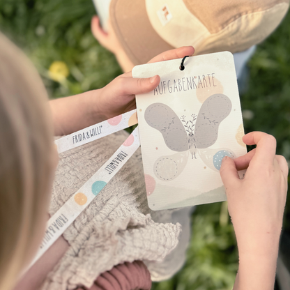 Aufgabenkarten der Schmetterlings-Schatzsuche beim Kindergeburtstag