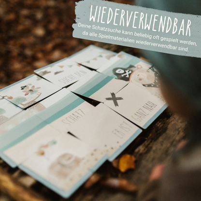 Schatzkartenpuzzle der Piraten-Schatzsuche beim Kindergeburtstag aus wiederverwendbaren Materialien