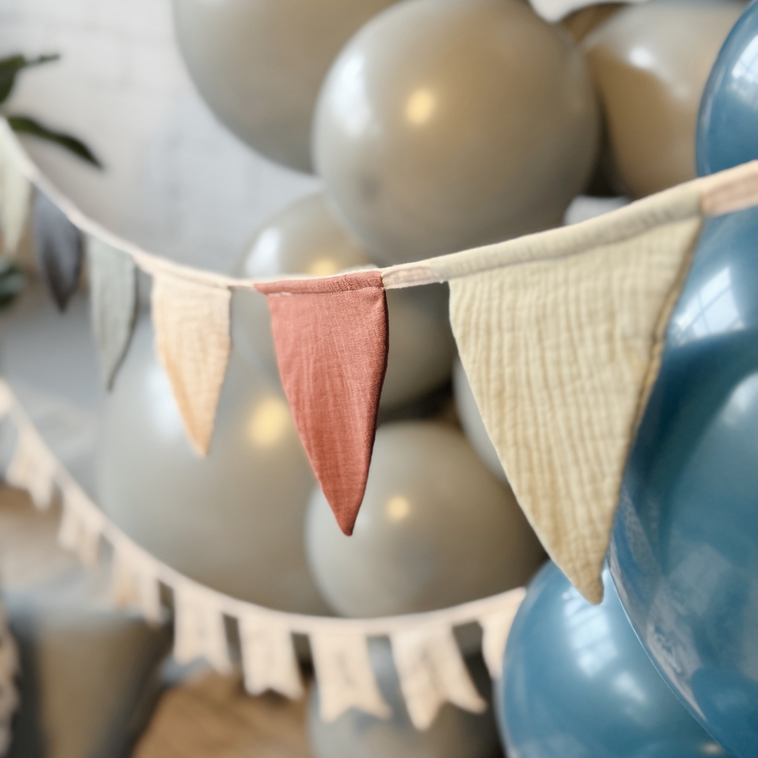 Wimpelkette aus Bio-Baumwolle Musselin für Kindergeburtstag nachhaltig schön Design